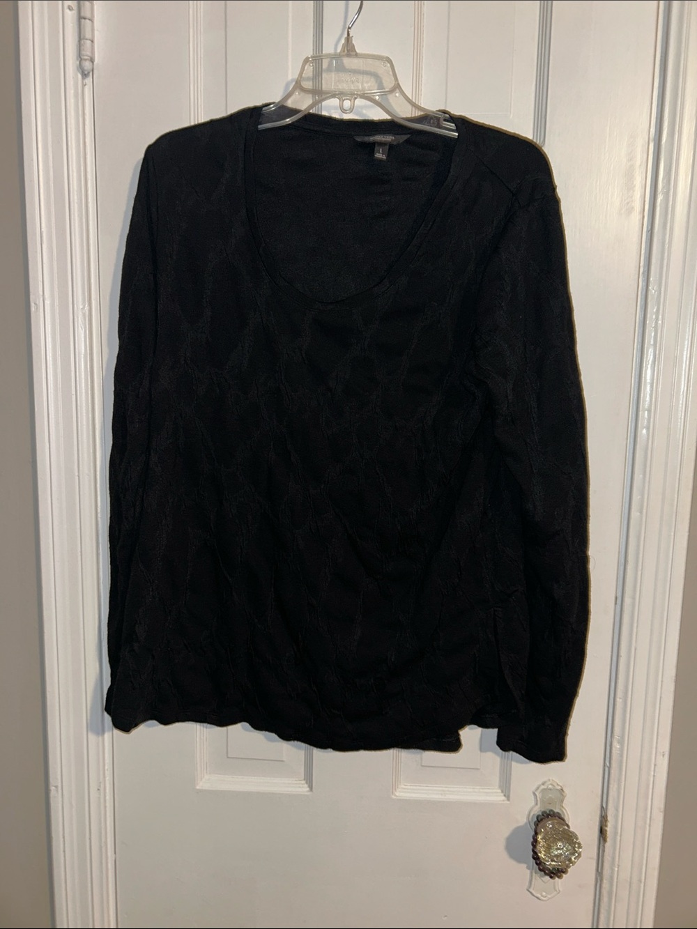 Vera Wang Black Long Sleeve Scoop Neck Knit Top